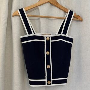 Bailey 44 Nautical Gold Button Knit Top S